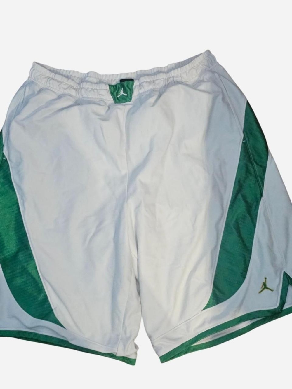Jordan Men’s White and Green Athletic Basketball Shorts
